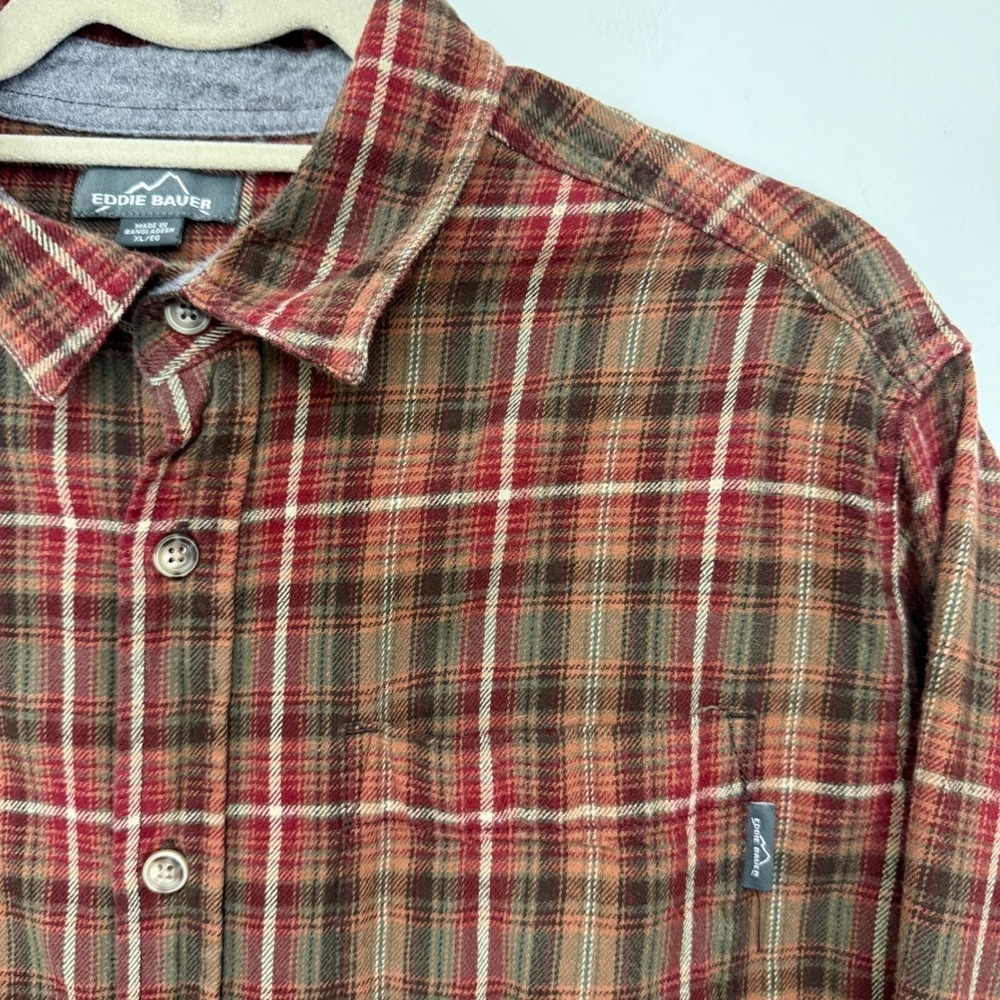 Eddie Bauer‎ Men's Flannel Shirt Plaid Button Up Long Sleeve Casual XL